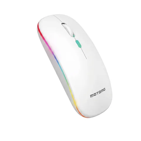 Mouse Inalámbrico Recargable RGB 1600DPI 2.4G Plata Motomo AP-01 Recargable 1.660Dpi Plata
