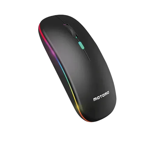 Mouse Inalámbrico Recargable RGB 1600DPI 2.4G Negro Motomo AP-01 Recarga 1.660Dpi Negro