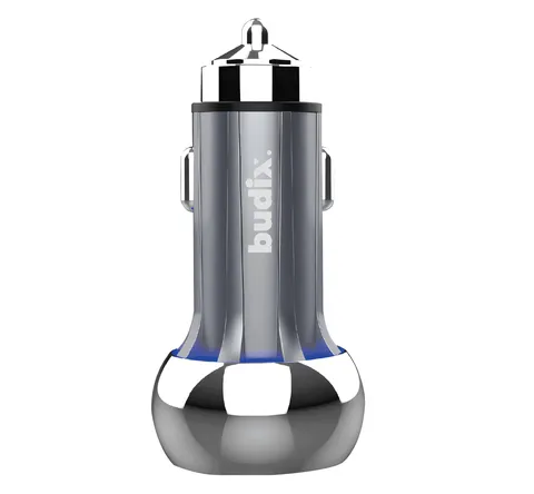 Cargador de Auto Budix Dual 52.5W QC 3.0 Metal 145-1 Budix Dual 52.5W QC 3.0 Metal 145-1